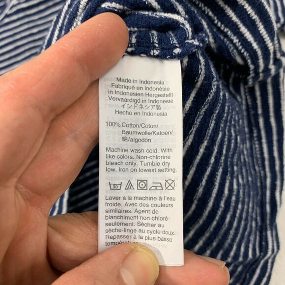 Madewell Wild Ginger Striped Shirt Women's Size M Puffed Mid Sleeve U Neck Top - Picture 10 of 13